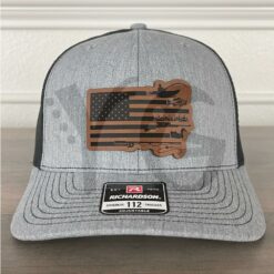 Duck Hunting And Fishing American Flag Leather Patch Hat