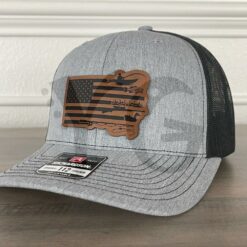 Duck Hunting And Fishing American Flag Leather Patch Hat