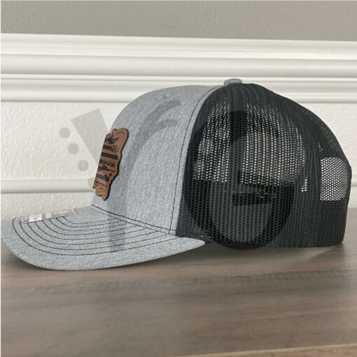 Duck Hunting And Fishing American Flag Leather Patch Hat