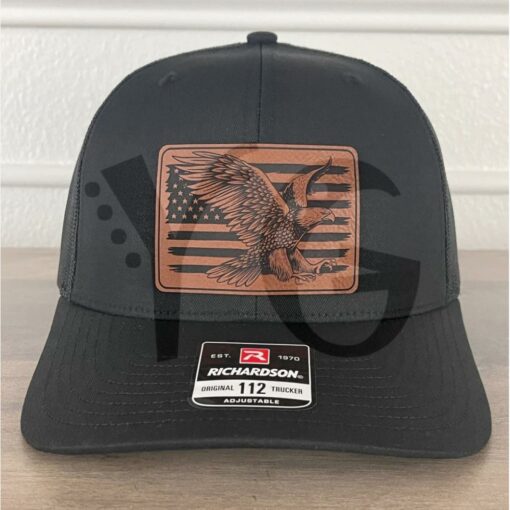 Eagle American Flag Patriotic Leather Patch Richardson 112 Hat