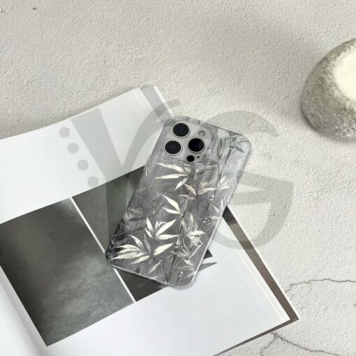 Japanese Silver Shining Bamboo Leaves ShineFlow Phone Case