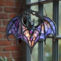 Mystical Purple Bat Acrylic Window Halloween Ornament