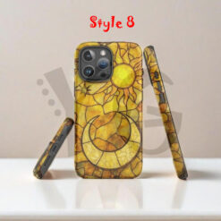 Mystical Sun Moon Stained Glass Tough Case for iPhone Samsung Dual Layer Protective Phone Cover 4