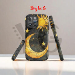 Mystical Sun Moon Stained Glass Tough Case for iPhone Samsung Dual Layer Protective Phone Cover 6