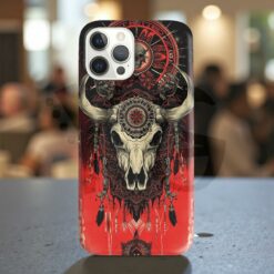 Bison Skull Feather Chief Red Native American Phone Case