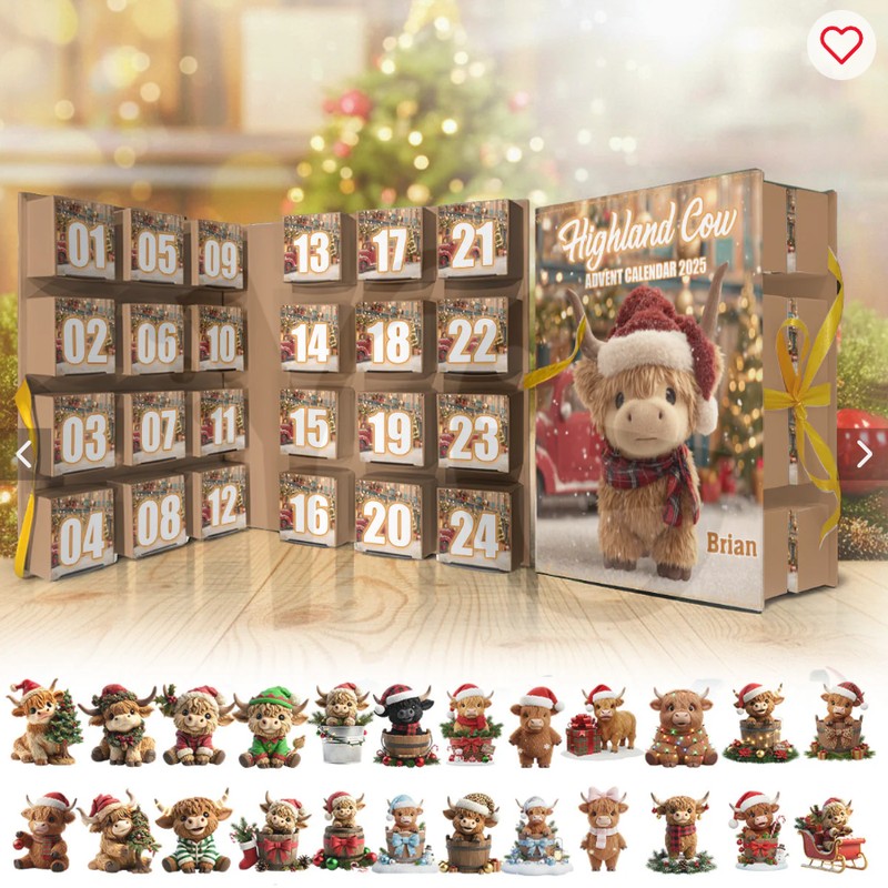 Christmas Highland Cow Folded Advent Calendar Christmas Highland Cow Folded Advent Calendar