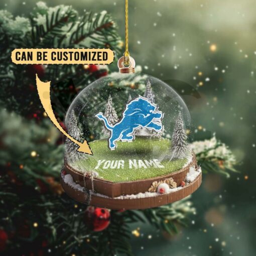 Detroit Lions Custom Snow Globe Limited Edition Christmas Ornament