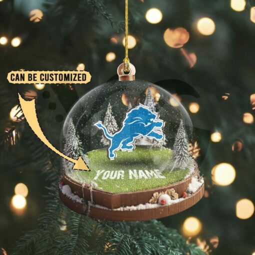 Detroit Lions Custom Snow Globe Limited Edition Christmas Ornament