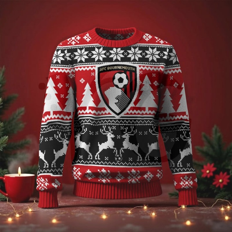AFC Bournemouth EPL 2025 Christmas Special Edition Ugly Sweater AFC Bournemouth EPL 2025 Christmas Special Edition Ugly Sweater