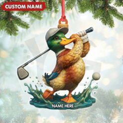 Duck Golf Funny Christmas Ornament