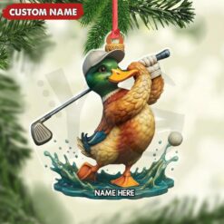 Duck Golf Funny Christmas Ornament