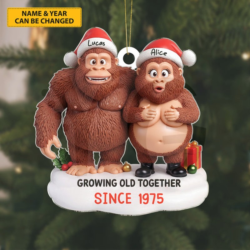 Growing Old in the Wild Personalized Bigfoot Couple Ornament Growing Old in the Wild Personalized Bigfoot Couple Ornament