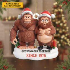 Growing Old in the Wild Personalized Bigfoot Couple Ornament 3