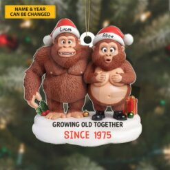 Growing Old in the Wild Personalized Bigfoot Couple Ornament 4