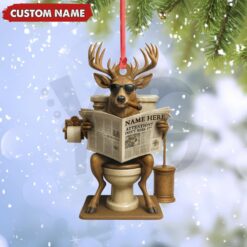 Hilarious Buck on Toilet Christmas Ornament 3
