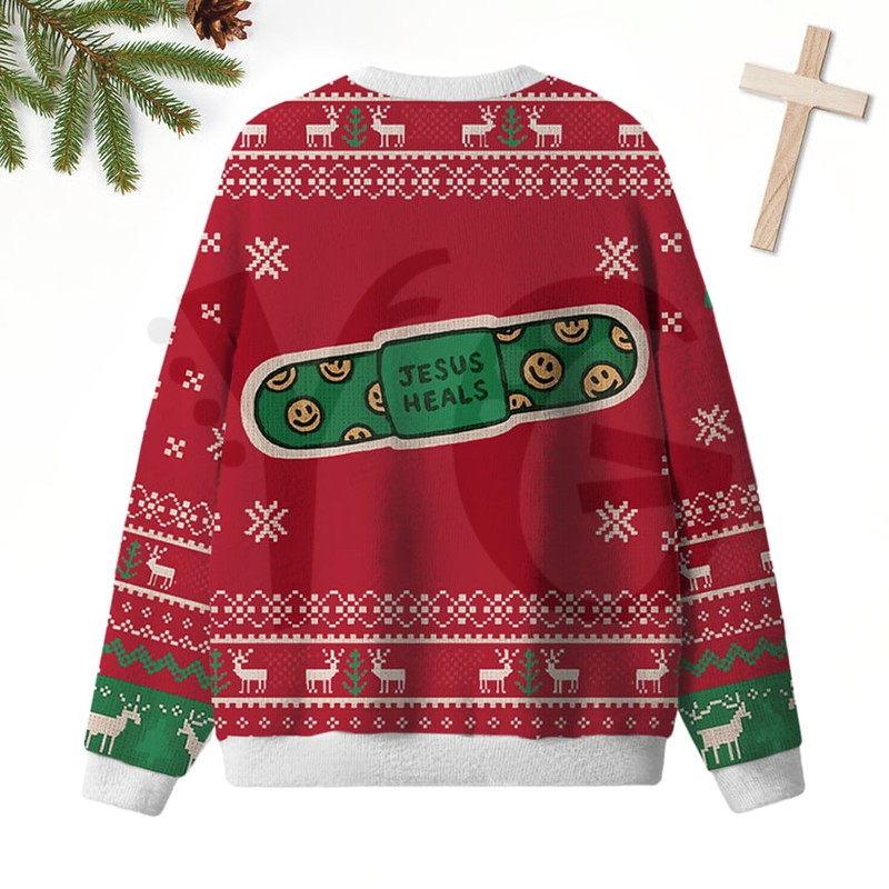 Jesus Heals Red Smile Christian Limited Edition Sweater Jesus Heals Red Smile Christian Limited Edition Sweater