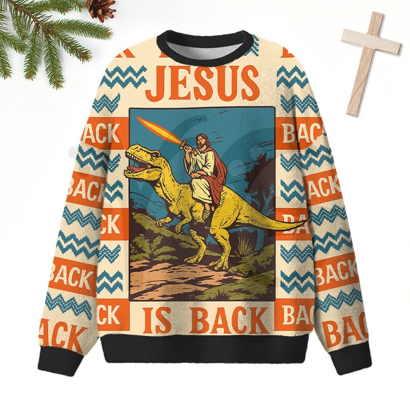 Jesus Is Back Dino 2026 Limited Edition Sweater Jesus Is Back Dino 2026 Limited Edition Sweater