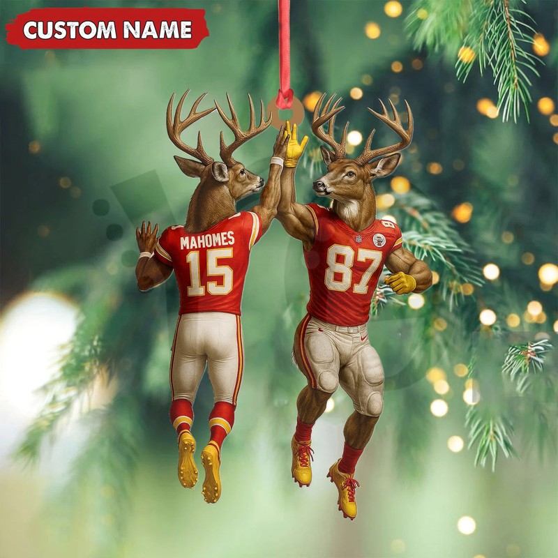 KCC Mahomes Deer Shake Hand Special Ornament KCC Mahomes Deer Shake Hand Special Ornament