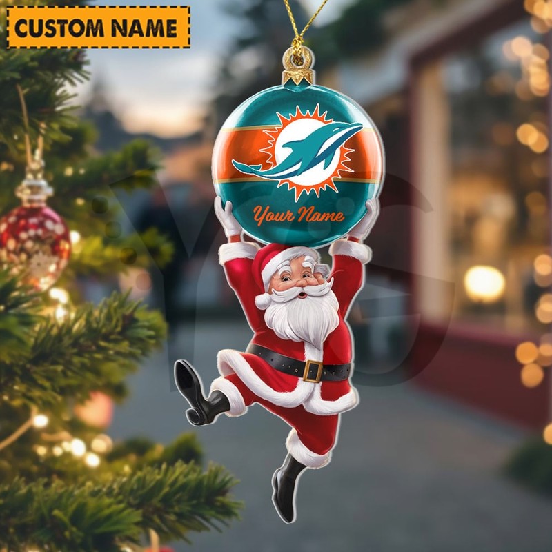 Miami Dolphins NFL Personalized Christmas Limited Acrylic Ornament Miami Dolphins NFL Personalized Christmas Limited Acrylic Ornament