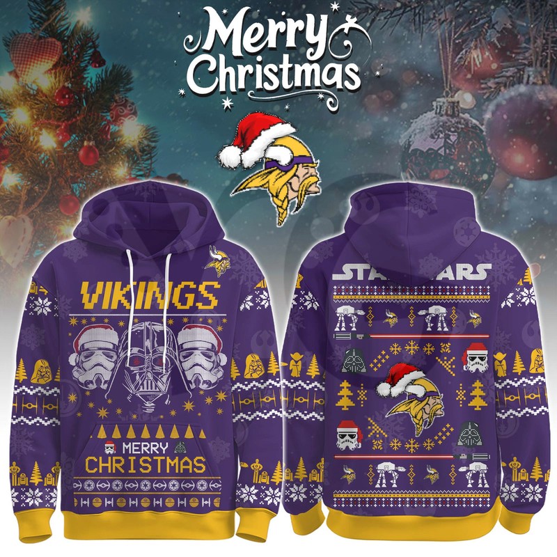 Minnesota Vikings Star Wars x Merry Christmas 2025 Limited Hoodie Minnesota Vikings Star Wars x Merry Christmas 2025 Limited Hoodie