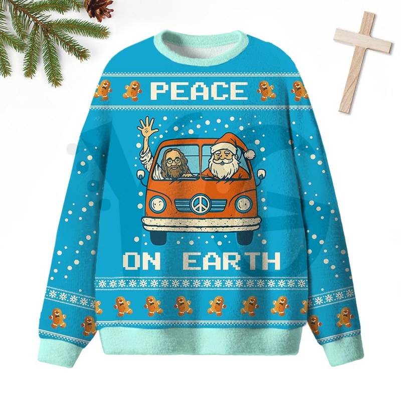 Peace On Earth Jesus Santa 2026 Limited Edition Sweater Peace On Earth Jesus Santa 2026 Limited Edition Sweater