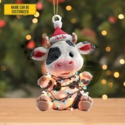 Personalized Cute Christmas Cow Ornament Personalized Cute Christmas Cow Ornament