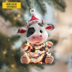 Personalized Cute Christmas Cow Ornament