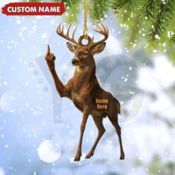 Personalized Funny Deer Buck Fukin’ Finger Hunting Acrylic Christmas Ornament