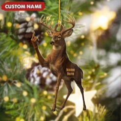 Personalized Funny Deer Buck Fukin Finger Hunting Acrylic Christmas Ornament 3 1