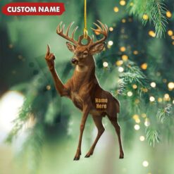 Personalized Funny Deer Buck Fukin Finger Hunting Acrylic Christmas Ornament 4 1