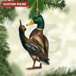 Personalized Funny Duck Fukin’ Finger Hunting Acrylic Christmas Ornament