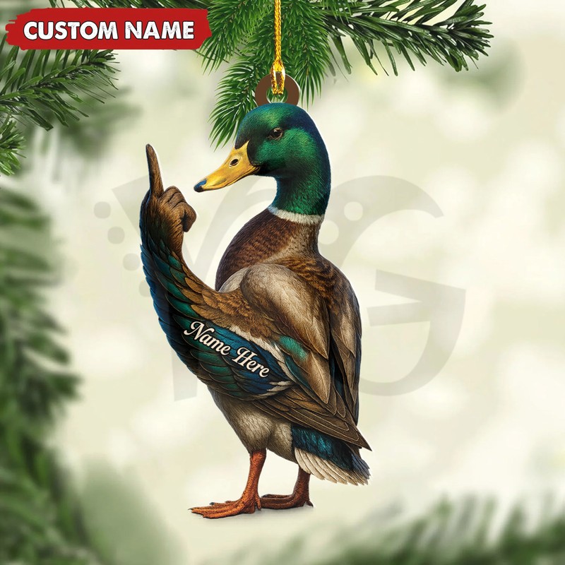Personalized Funny Duck Fukin’ Finger Hunting Acrylic Christmas Ornament Personalized Funny Duck Fukin’ Finger Hunting Acrylic Christmas Ornament