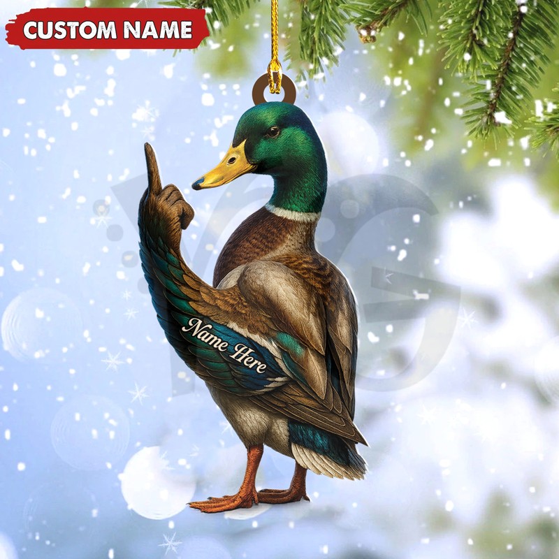 Personalized Funny Duck Fukin’ Finger Hunting Acrylic Christmas Ornament Personalized Funny Duck Fukin’ Finger Hunting Acrylic Christmas Ornament