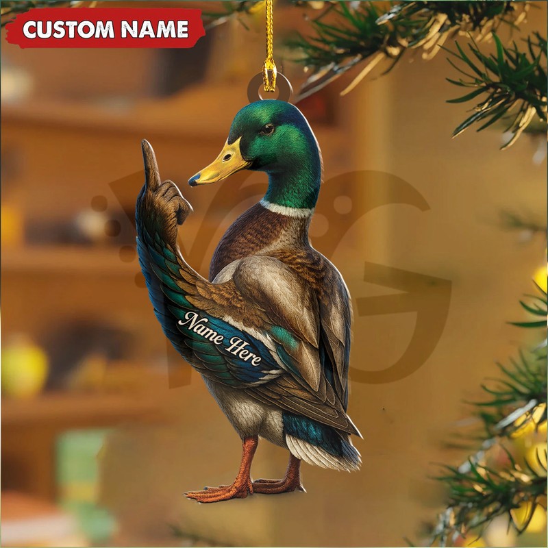 Personalized Funny Duck Fukin’ Finger Hunting Acrylic Christmas Ornament Personalized Funny Duck Fukin’ Finger Hunting Acrylic Christmas Ornament