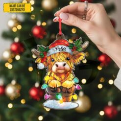Personalized Highland Cow Christmas Ornament