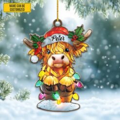 Personalized Highland Cow Christmas Ornament 3
