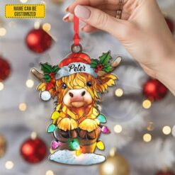 Personalized Highland Cow Christmas Ornament 4