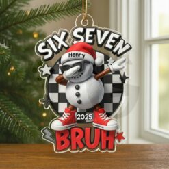 Personalized Six Seven Bruh Snowman Ornament