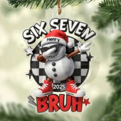 Personalized Six Seven Bruh Snowman Ornament 3