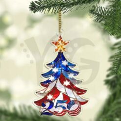 Retro Patriotic Christmas 1776-2026 250th Anniversary Christmas Tree Ornament