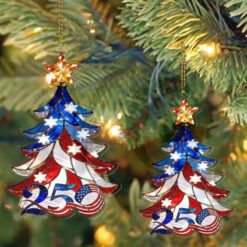 Retro Patriotic Christmas 1776-2026 250th Anniversary Christmas Tree Ornament