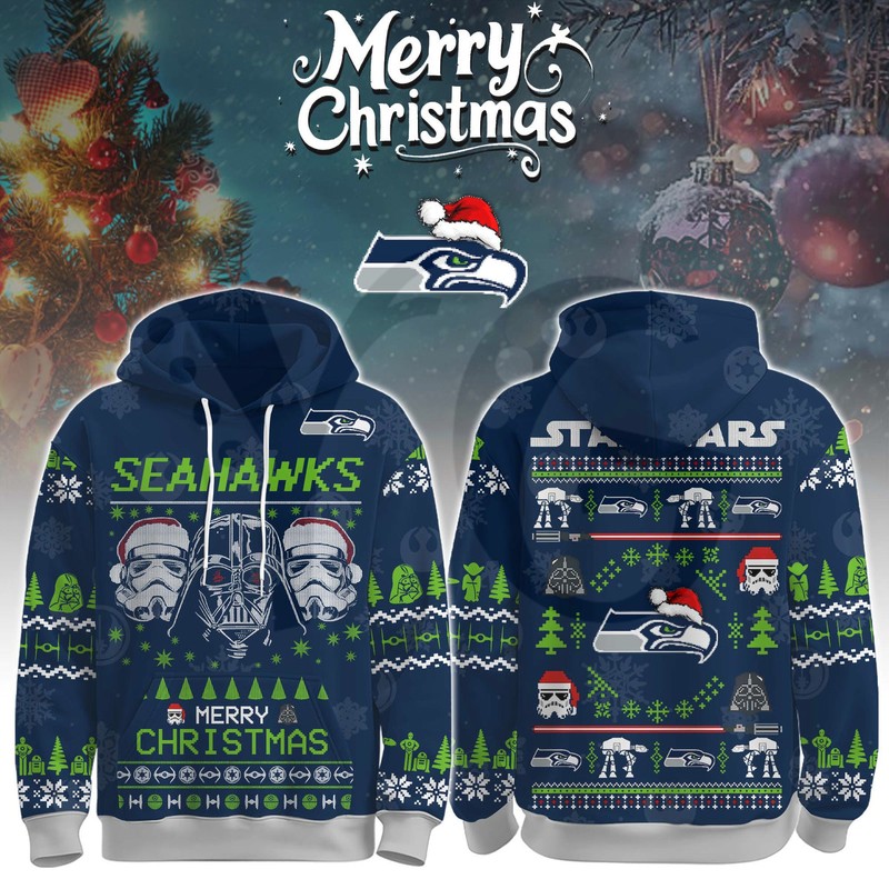 Seattle Seahawks Star Wars x Merry Christmas 2025 Limited Hoodie Seattle Seahawks Star Wars x Merry Christmas 2025 Limited Hoodie