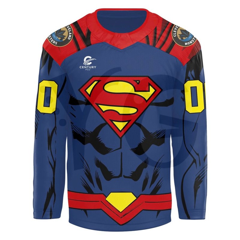 Cleveland Monsters Superman Limited Edition Hockey Jersey Cleveland Monsters Superman Limited Edition Hockey Jersey