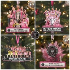 Inter Miami Celebrating 2025 MLS Cup Champions Christmas Ornament