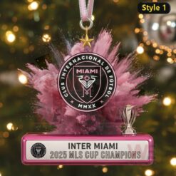 Inter Miami Celebrating 2025 MLS Cup Champions Christmas Ornament