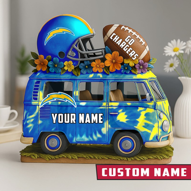 Los Angeles Chargers Van Bus Special Home Decor Gift Acrylic Plaque Los Angeles Chargers Van Bus Special Home Decor Gift Acrylic Plaque
