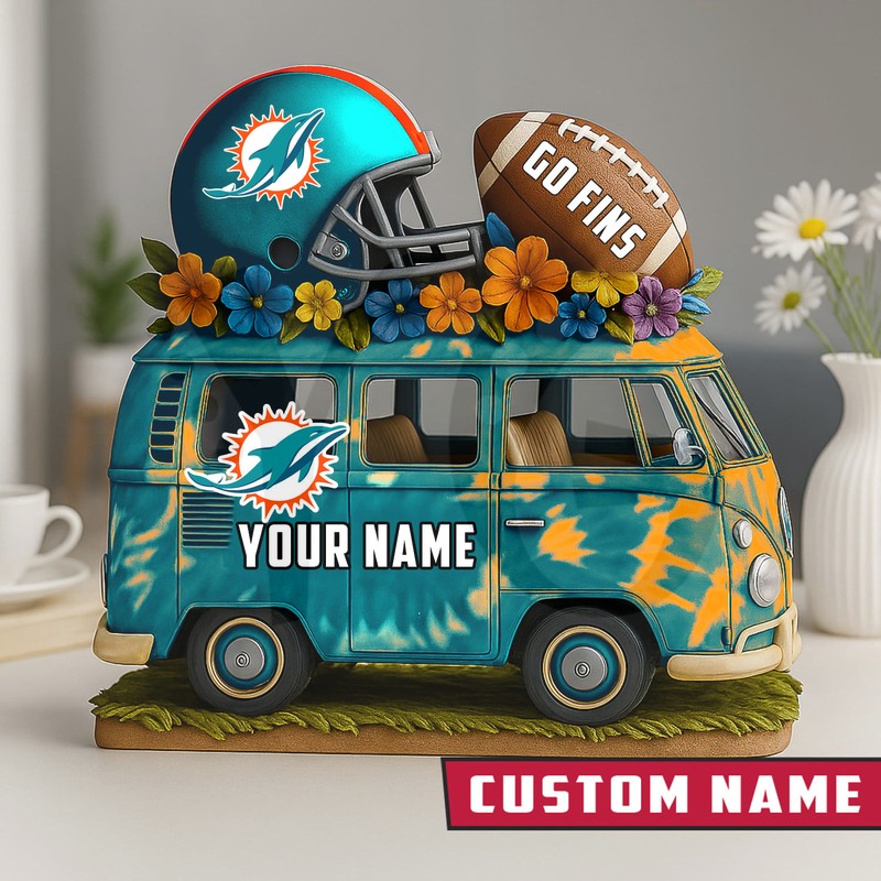 Miami Dolphins Van Bus Special Home Decor Gift Acrylic Plaque Miami Dolphins Van Bus Special Home Decor Gift Acrylic Plaque