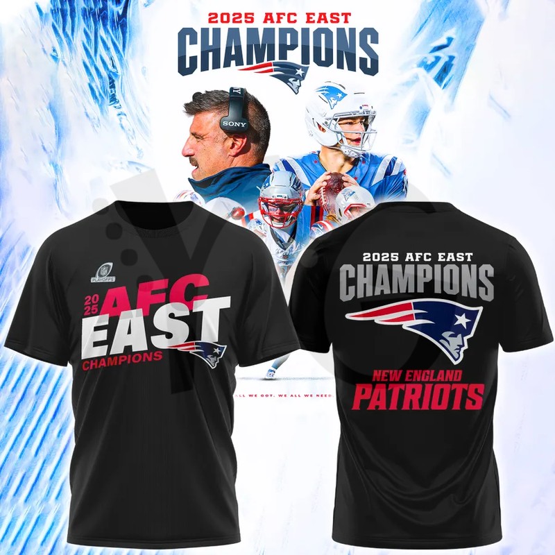 New England Patriots 2025 AFC East Division Champions Shirt Collection New England Patriots 2025 AFC East Division Champions Shirt Collection