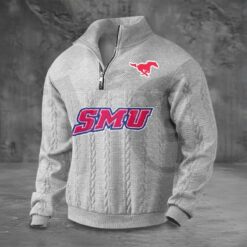 SMU Mustangs PREMIUM Half-Zip Sweater