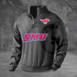 SMU Mustangs PREMIUM Half Zip Sweater 3